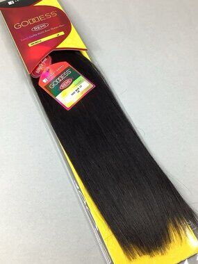 14” #1B Off Black Straight Goddess Remi Human Hair Track Extensions